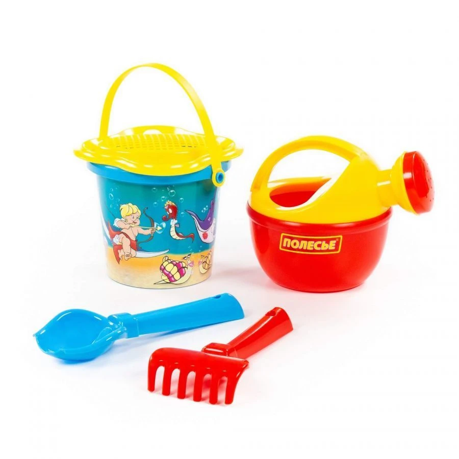 مجموعة دلو صغيرة مع مصفاة زهرة، مجرفة رقم 2، أشواك رقم 2، علبة سقي صغيرة رقم 4، فن. 0542