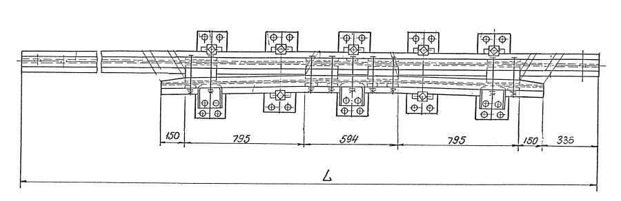 سكة تقاطع مع سكة مضادة لتركيب المفاتيح (مشروع LPTP.668351.103M-04/-05/-06/-07)