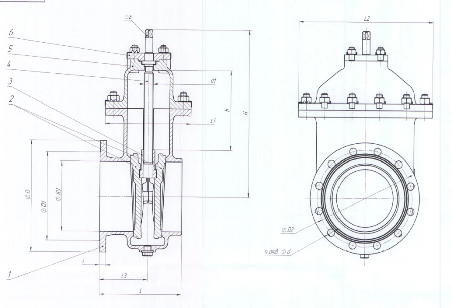 Bronze Bypass Gate Valve DN 250 PN 0.1 MPa ITSHL.491695.001-01