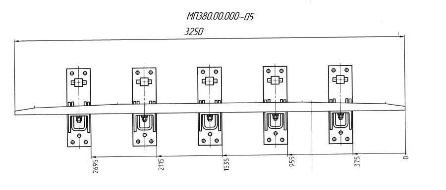 SP850 Profile Counter Rail with Complete Set of Padding and Fasteners for SP R50 m 1/9 Pr. 1623 (MP 380.00.000-05)