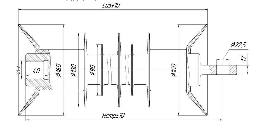 Insulating Rod Holder with Ribbed Shell FSPKr 160-25/1.5-P