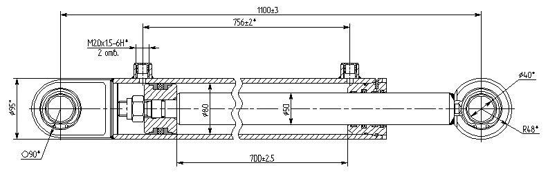 Hydraulic Cylinder 1151.00.00.00 (80x50-700 mm), 16 MPa