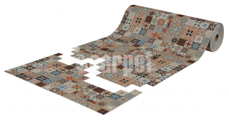 سجادة غير قابلة للانزلاق iCarpet PRINT "بلاط مغربي" 100x1500