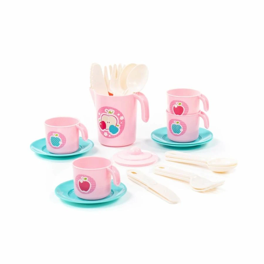 طقم أطباق أطفال ملون لـ 4 أشخاص مع 22 قطعة" V4