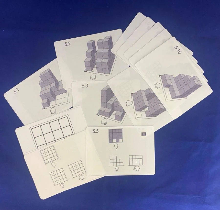 بطاقات تعليمية لمكعبات خشبية غير مطلية مجموعة رقم 5