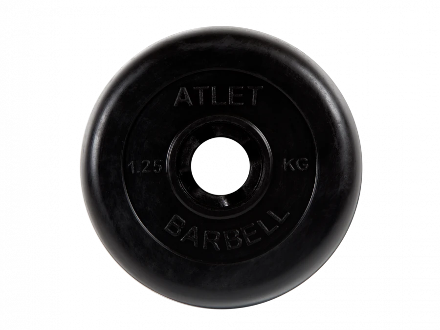 Rubber-Coated Weight Disc "Atlet", Black, 31 mm, 1.25 kg