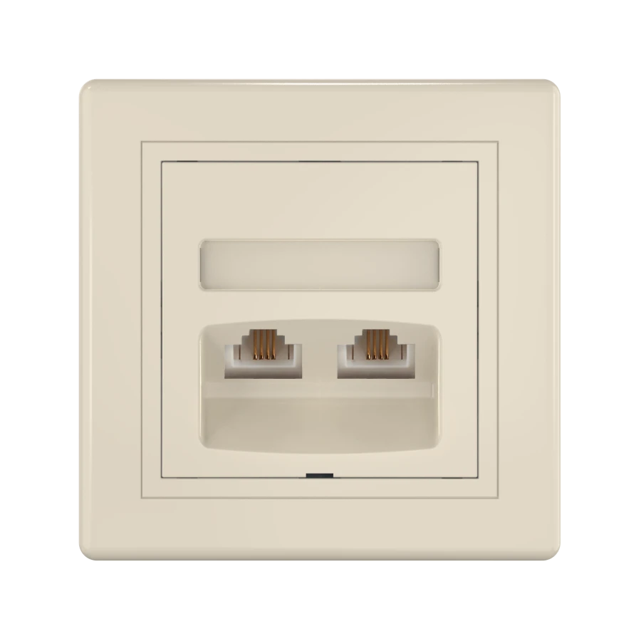 CADUCEUS ALING PRESTIGE Double Telephone Socket 2xRJ12 6P4C, Beige, Art. 613.999