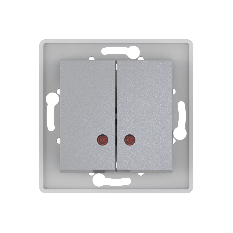 مفتاح خفي مزدوج مع مؤشر 10AX، 250V، فضي، موديل 6026.S