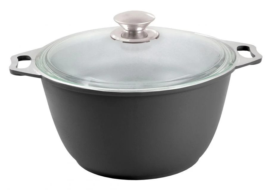 Aluminum Cast Pot 4L with Glass Lid by Kukmara