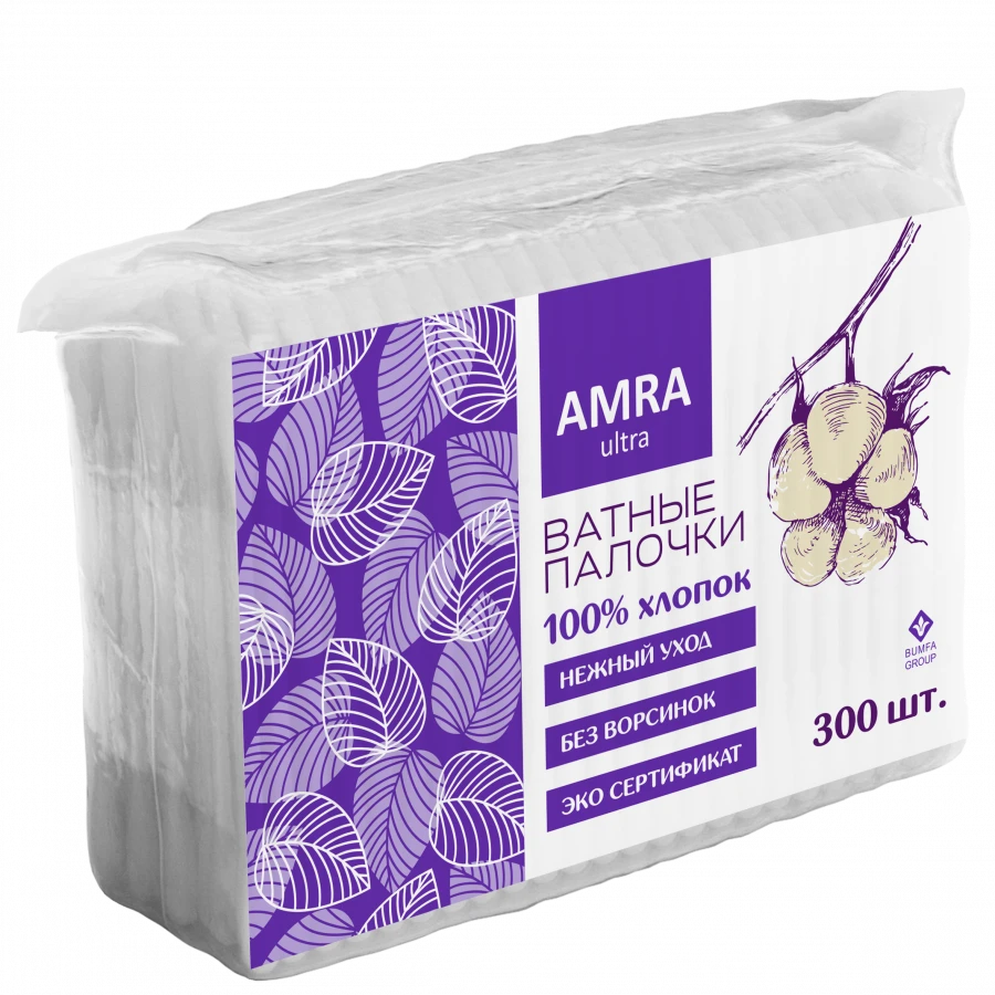 100% Cotton Swabs for Hygiene and Cosmetic Use AMRA Pack of 300