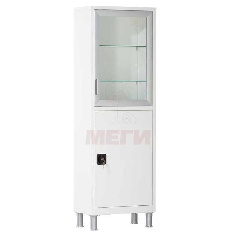 Two-Section Medical Cabinet with Glass Doors, Model ШМ-01-МСК(МСК-645.12)