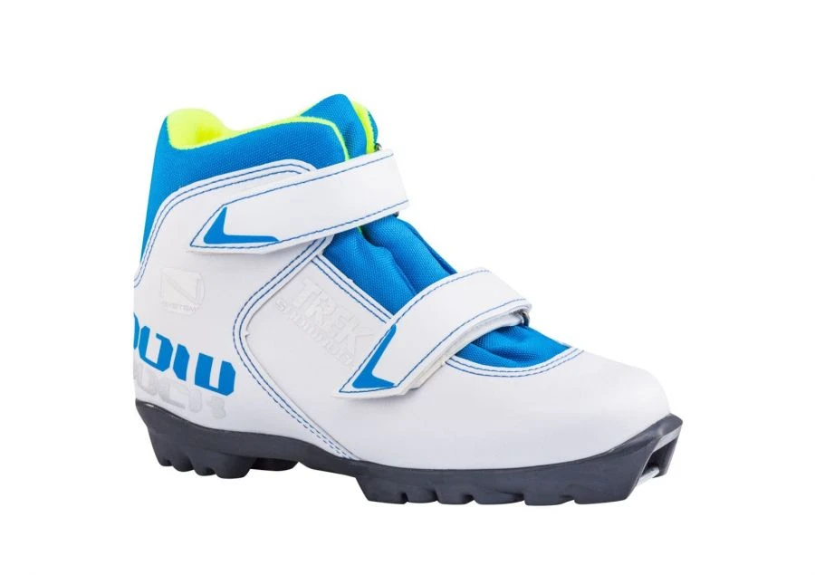 أحذية التزلج TREK Snowrock2 البيضاء (شعار أزرق) مقاس S