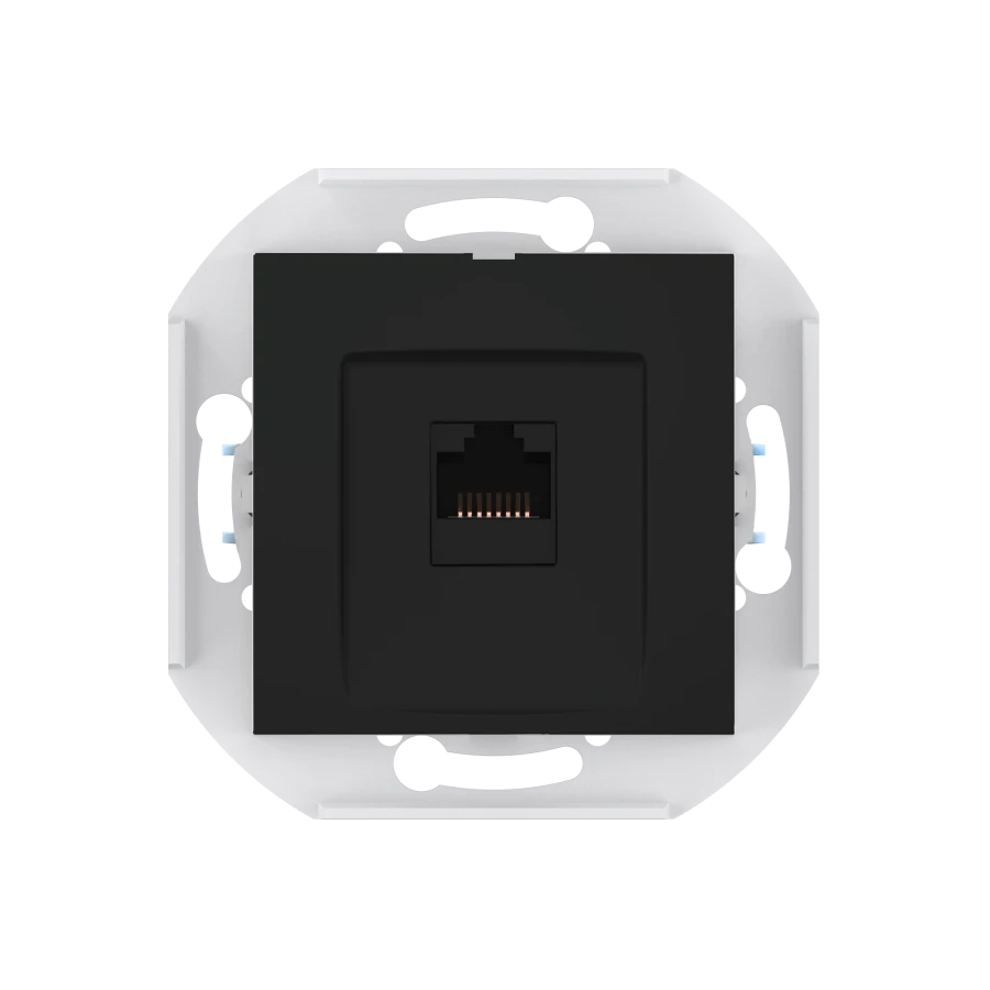 CADUCEUS ALING PRESTIGE Hidden Installation Computer Socket with Keystone RJ45 8P8C Cat.6 UTP, Black Soft Touch, Art. 60150.E1