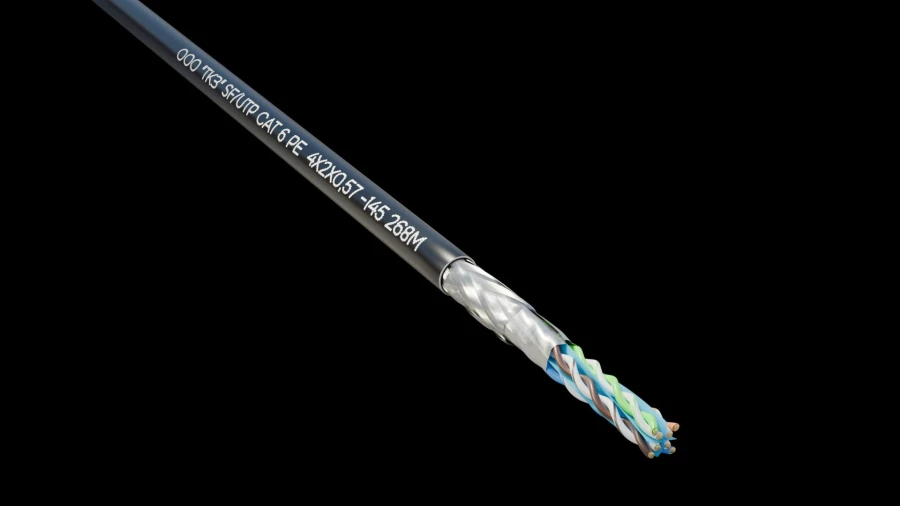 كابل زوجي ملتوي عالي التردد SF/UTP Cat 6 PE 4x2x0.57