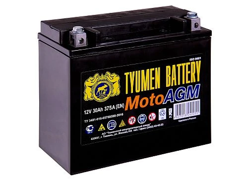 بطارية رصاصية قابلة للشحن لبدء تشغيل الدراجات النارية TYUMEN BATTERY 6МТС-30 AGM