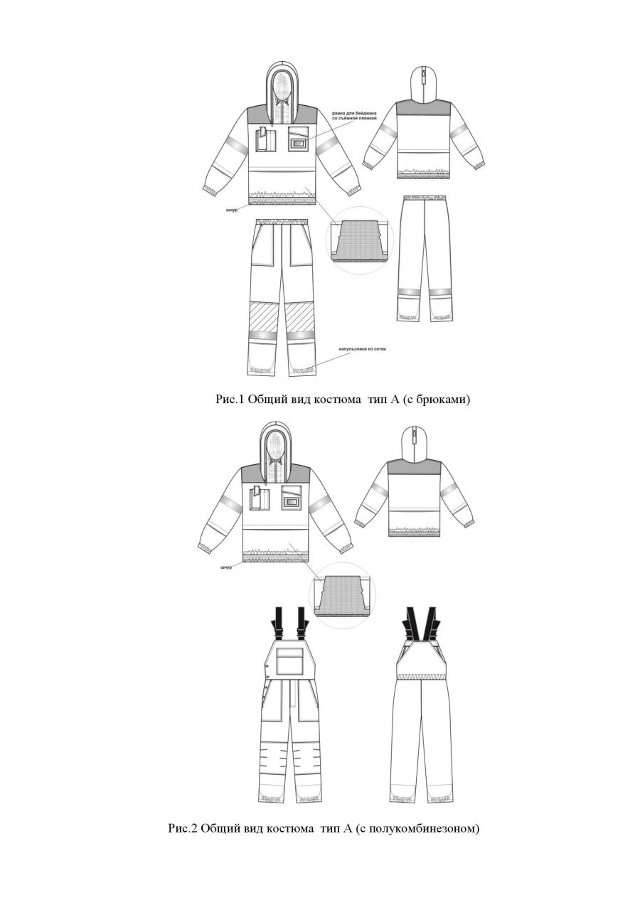 Men's Protective Work Suit Against Mechanical Wear and Biological Hazards Type A