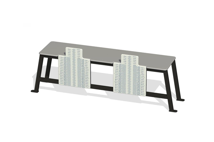 Horizontal Gymnastics Bench with Expandable Anti-Vandal Measuring Rulers