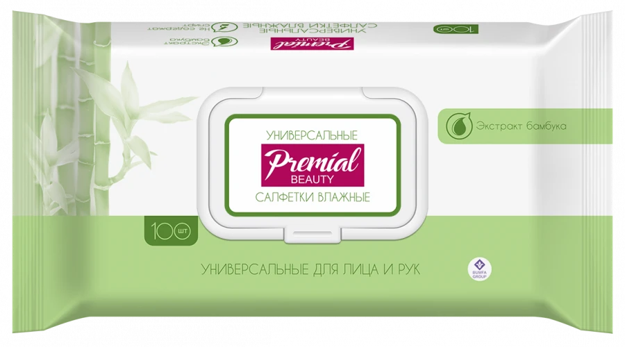 Universal Wet Wipes with Bamboo Extract for Sensitive Skin PREMIAL Natural