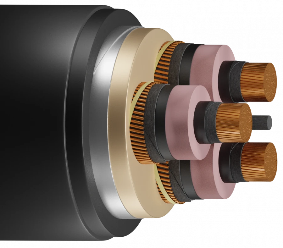 Fire-resistant power cable with cross and longitudinal sealing (A)RvBP(p)ng(A)2g-FRHF