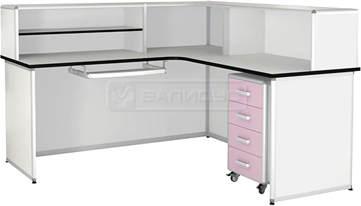 Corner Nurse Station PS-2KN with Shelf and Mobile Cabinet