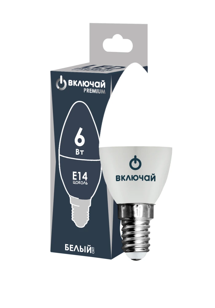 LED Candle Light Bulb 6W E27 4000K 220V (LED PREMIUM C37-6W-E27-W)