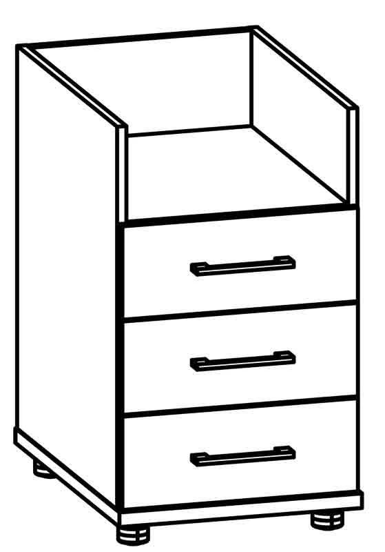 Galant Series 8619 Side Cabinet Body with 3 Drawers