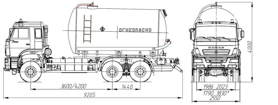 Oil and Gas Condensate Collection Tank AKN/AKNS 4680A9-30 on KAMAZ Chassis 65225-53, 65225-54, 65225-RT