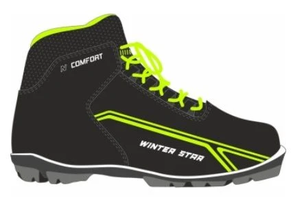 Winter Star Comfort Ski Boots Black (Neon Lime Logo) N