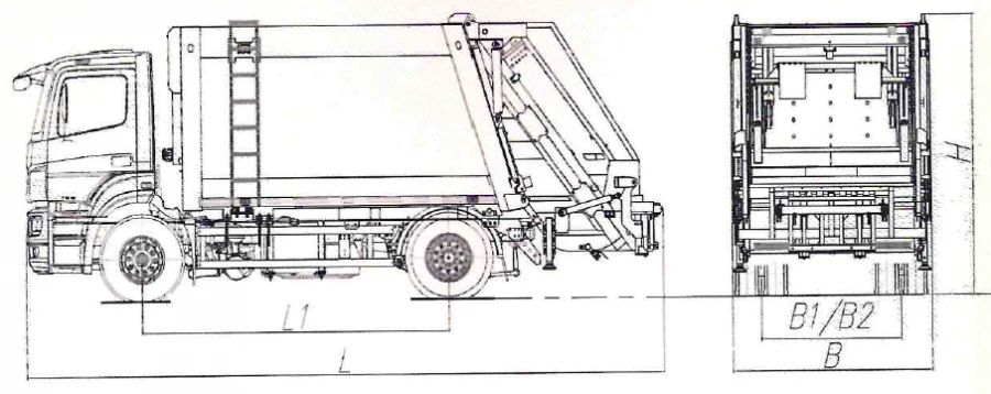 شاحنة جمع النفايات ذات التحميل الخلفي طراز MK-4545-15