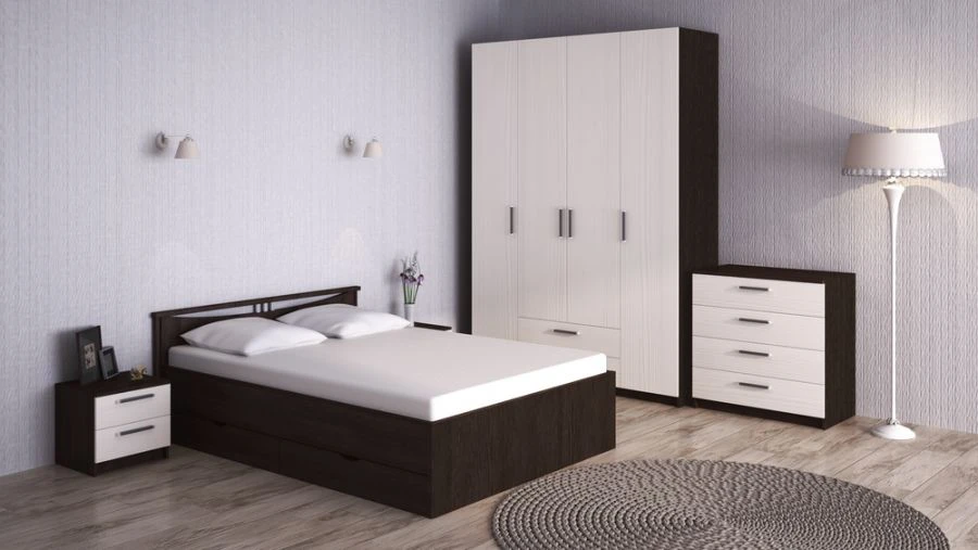 طقم غرفة نوم خشبي 1600x600x2100 مم نموذج س-7