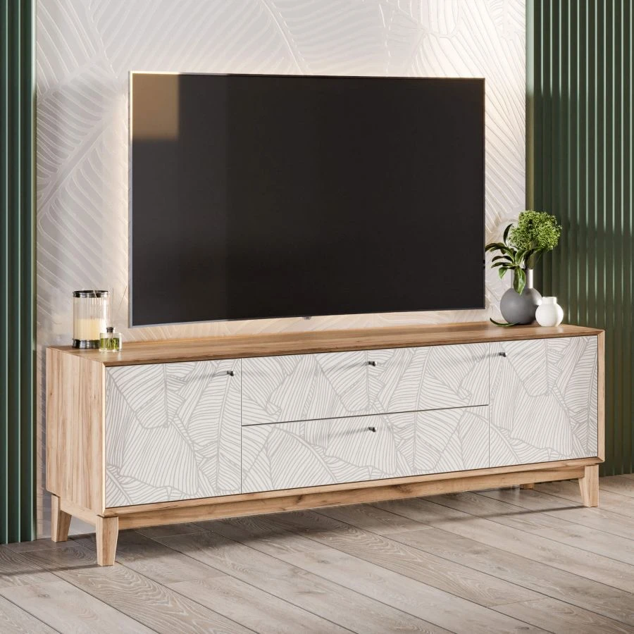 TV Stand 1800 (Golden Oak/White) Model: Ройбен ЛД.640010.000