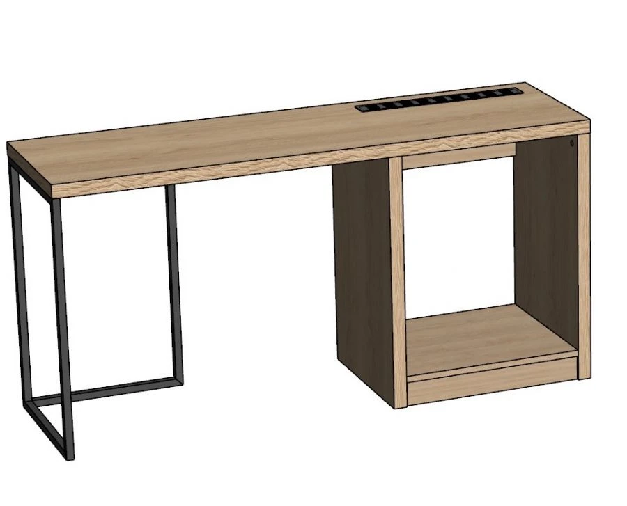 مكتب معدني مع بار صغير من الجانب الأيمن 1500x750x450 مم