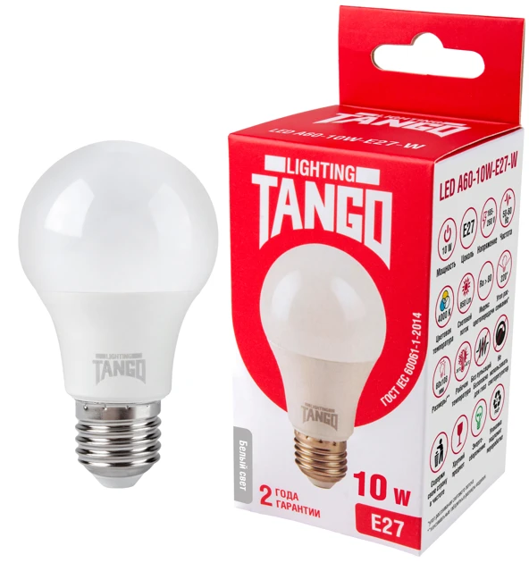 لمبة LED 10 واط E27 A60 4000K 220 فولت (TANGO LED A60-10W-E27-W)