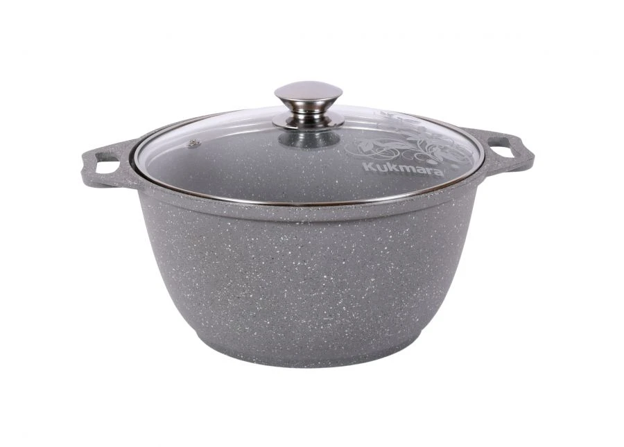 4L Aluminum Cast Pot with Non-Stick Coating by Kukmara, Marble Line