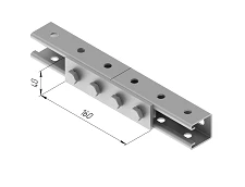 Hot-Dip Galvanized Steel Plate with 4 Holes SMA 613, 40x160 mm, 5.0 mm Thick