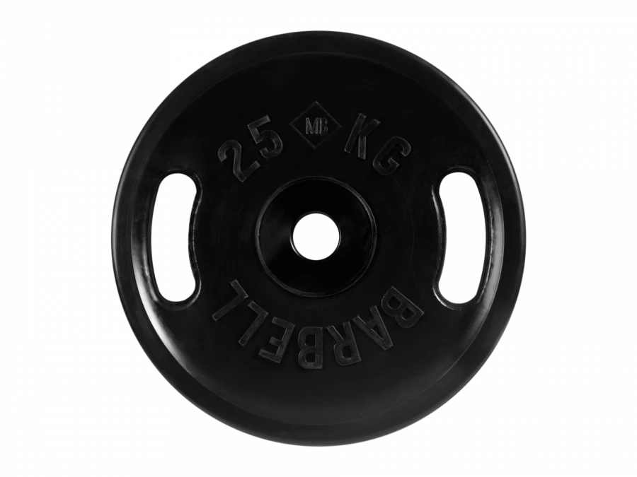 Rubber-Coated Weight Plate "Euro-Classic" with Handles, Black, 51mm, 25kg