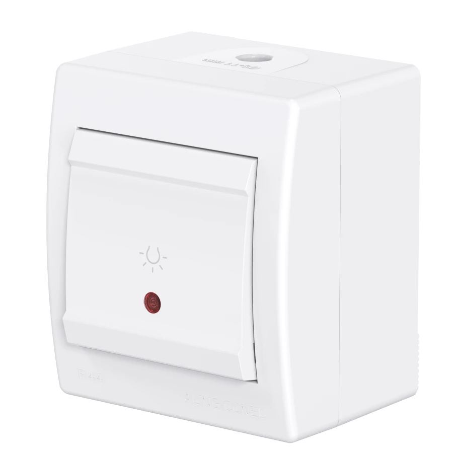 مفتاح CADUCEUS ALING POWER مفاتيح فردية مع مؤشر 10A، 250V، IP44، أبيض، رقم 255I.00