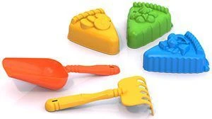 Sand Play Set #108 (3 Cake Molds, Rake, Shovel)
