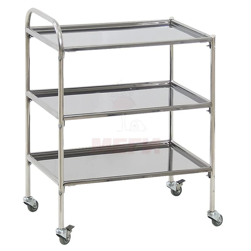 عربة إجراءات متنقلة من الفولاذ المقاوم للصدأ مع ثلاثة أرفف SPp-02-MSK(5502)