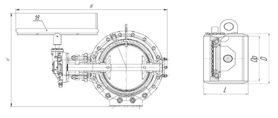 Wafer Type Rotary Valve SАZ 99022 DN 150-1200 PN 1.0-1.6 MPa