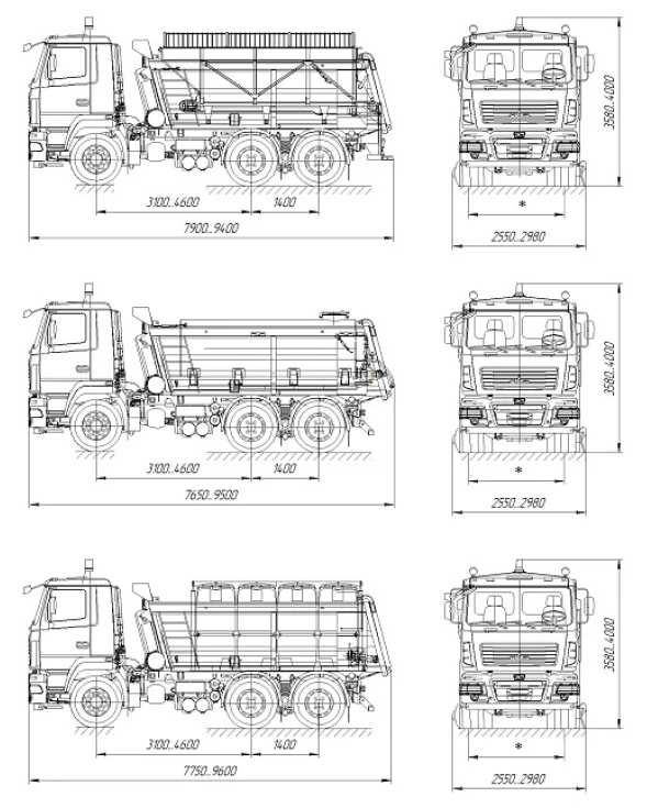 آلة الطرق المدمجة KDM-6501C على هيكل MAZ 6501C5
