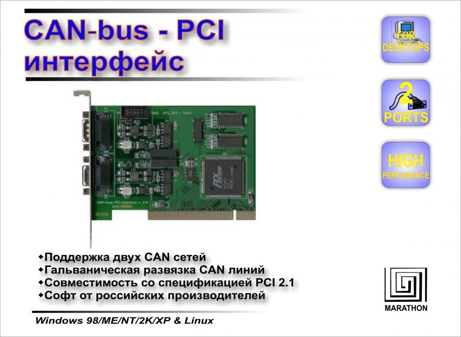 لوحة واجهة CAN-bus-PCI لشبكات صناعية في الوقت الحقيقي