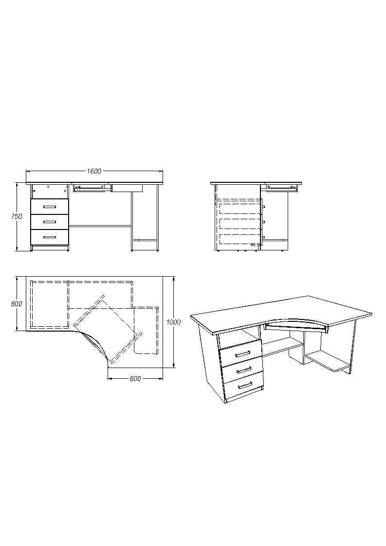 مكتب كمبيوتر للكتابة والعمل - سلسلة 145.У.3Я.СБ.П.Н