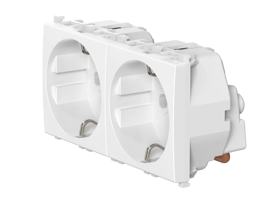 مقبس CADUCEUS ALING Experience مزدوج مع تأريض 2x16A، 250V، أبيض، فن. 74112.0