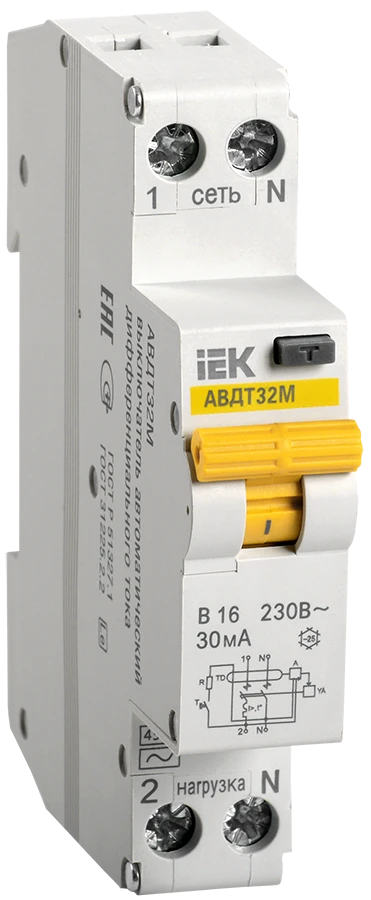 قاطع الدائرة الكهربائية التفاضلي AVDT32M V16 30mA IEK