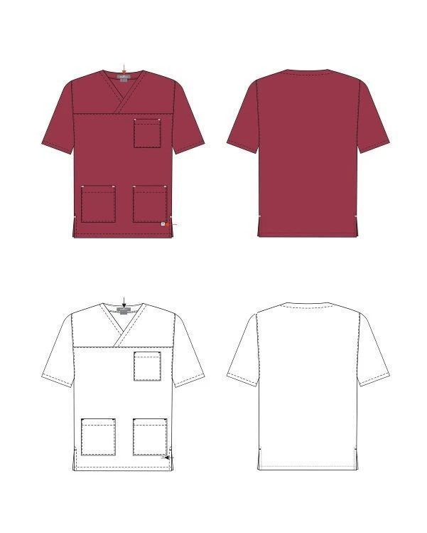 V-Neck Short Sleeve Blouse with Front Wrap Design Omega Model 4.347