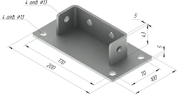 دعامة SM-F6 من الفولاذ المقاوم للصدأ بأبعاد 200x100x43 مم