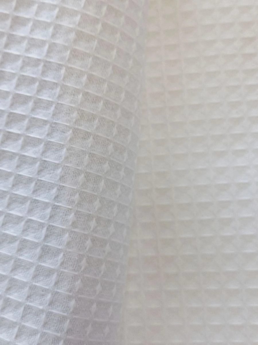 Cotton Terry Cloth Waffle Weave Fabric Art. 11C2F3, Bleached, 150 cm Wide