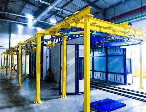 خط تطبيق الطلاء السائل باستخدام الرش الهوائي
