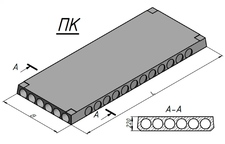 Pre-Stressed Hollow Core Concrete Floor Panel with Circular Voids 63.15-8АtVa